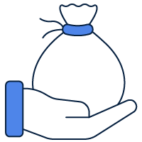 Icon Hand mit Geldsäckchen